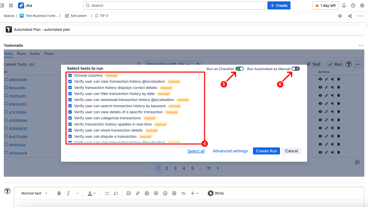 Select tests to run